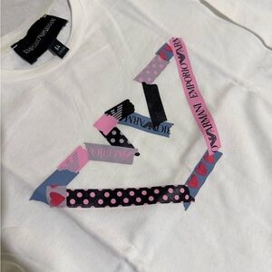 Emporio Armani White Crewneck Tee with Black Label size 6 girls